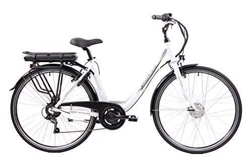 F.lli Schiano E- Moon Bicicleta eléctrica, Adultos Unisex, Blanco, 28'