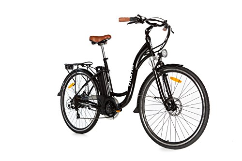 Moma Bikes Bicicleta Electrica, Urbana EBIKE-28', Alu. SHIMANO 7V & Doble Freno Disco Bat. Ion Litio 36V 16Ah