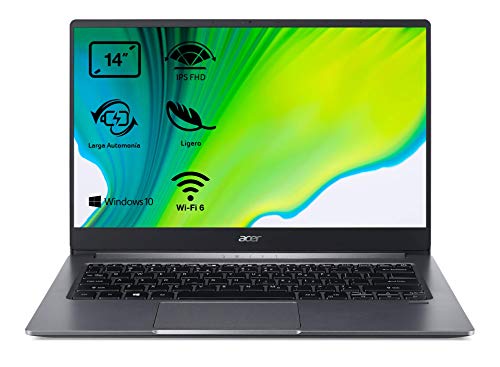 Acer Swift 3 SF314-57 - Portátil ultrafino 14' FullHD (Intel Core i5-1035G1, 8GB RAM, 256GB SSD, Intel UHD Graphics, Windows 10 Home), Teclado QWERTY Español, Color Gris