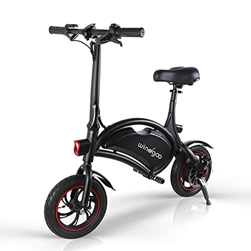 Windgoo Bicicleta Electrica 36V Plegable - E-Bike 12', Actualizar Bici Electrica Urbana Ligera para Adulto (Negro)