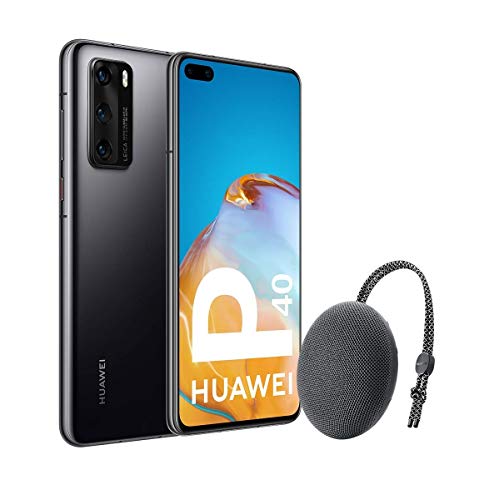 Huawei P40 5G - Smartphone de 6,1' OLED (8GB RAM + 128GB ROM, 3x Cámaras Leica (50+16+8MP), chip Kirin 990 5G, 3800 mAh, EMUI 10 HMS) Negro + altavoz CM51 [Versión ES/PT]