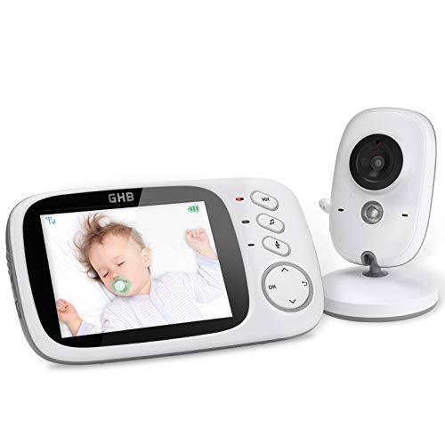 GHB Vigilabebés Inalambrico Bebé Monitor Inteligente con LCD 3.2 Pulgadas y Cámara Visión Nocturna