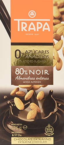 Trapa Chocolate Negro con Almentras Enteras, 80% Cacao, 175g