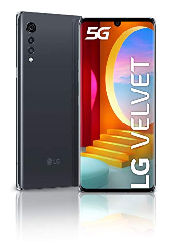 LG Velvet 5G Titán - Smartphone con Pantalla OLED 6.8', Cámara Ultra-High 48MP, Sistema de Sonido LG 3D, Batería 4.300 mAh, 128 GB/6 GB, Huella en Pantalla [Versión ES/PT]