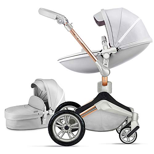 Hot Mom Silla de paseo Reversibilidad rotación multifuncional de 360 grados con buggy asiento y capazo 2020 Nueva actualización (Grey)