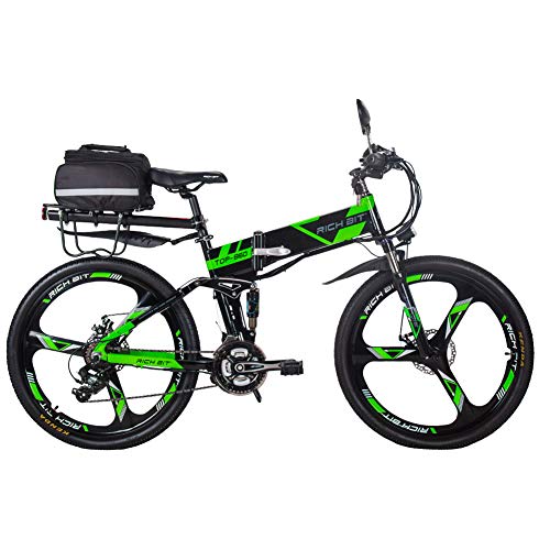 Bicicleta eléctrica Plegable Rich bit 36V Bicicleta de montaña Bicicleta eléctrica 26 Pulgadas con LCD Inteligente / 21 velocidades, batería de 12.8Ah ebike plegableTB para Hombres/Adultos