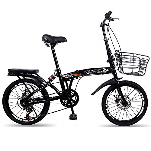 ZYD Bicicleta Plegable, Bicicletas portátiles de 20 Pulgadas y 6 velocidades, Freno de Disco Doble Bicicleta de montaña Viajeros urbanos para Adolescentes Adultos, 4 Colores