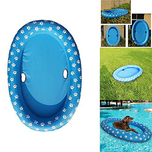 OURLITIME Balsa inflable para piscina de mascotas, juguete flotante para agua de remo, patas de remo, para perros, balsas, juguete para verano azul