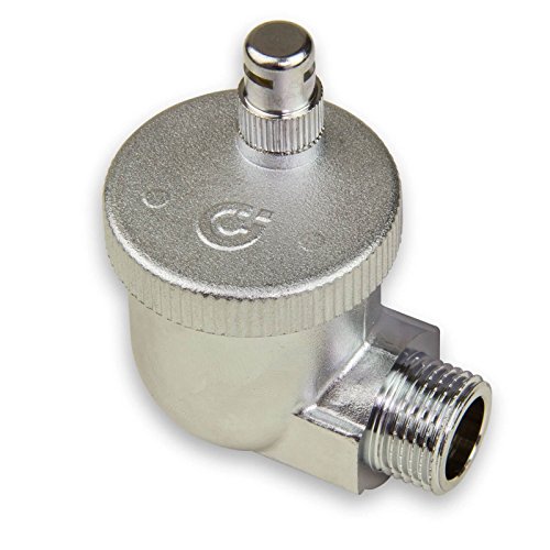 Caleffi 504401 Aercal - Válvula de ventilación automática (rosca externa de 1/2 pulgada, esquina, válvula para radiador de latón cromado, con tapa de seguridad higroscópica)