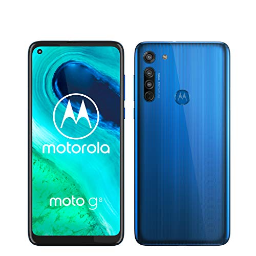 Motorola Moto G8 - Smartphone de 6,4' HD+ o-notch, 4G, Qualcomm Snapdragon SD665, Sistema de cámara triple, 64 GB, 4 GB RAM, Android 10 - Color Azul