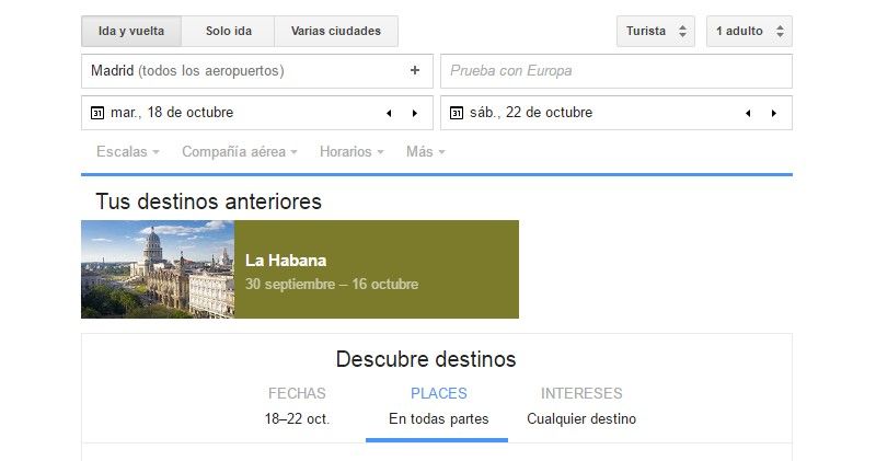 Busca vuelos a cualquier destino desde Google Flights