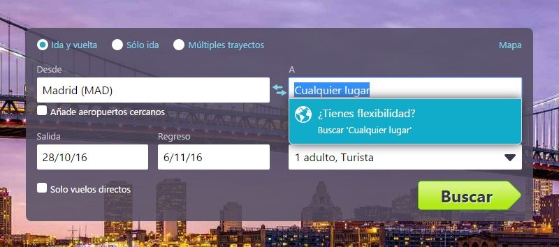 Vuelosa cualquier destino desde Skyscanner